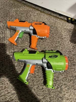 Lot 2 Nerf Blasters Dart Tag Orange 10 Shot Pump 2005 Hasbro Bundle Pair