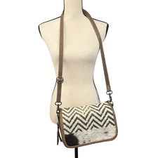 Myra Bag Women's Leather Cotton Crossbody Bag Purse 13"x9"x3" Western Country