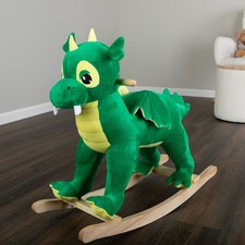 Wooden Rocking Horse Plush Dinosaur Animal Rocker Ride on Toys for Kids 3 and Up