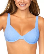 46 Raisins Juniors' Tie Back Swimsuit Bikini Top Blue Medium pjn0926c