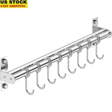 Stainless Steel Wall Mounted Hanging Rack Kitchen Utensil Organizer Space Saver