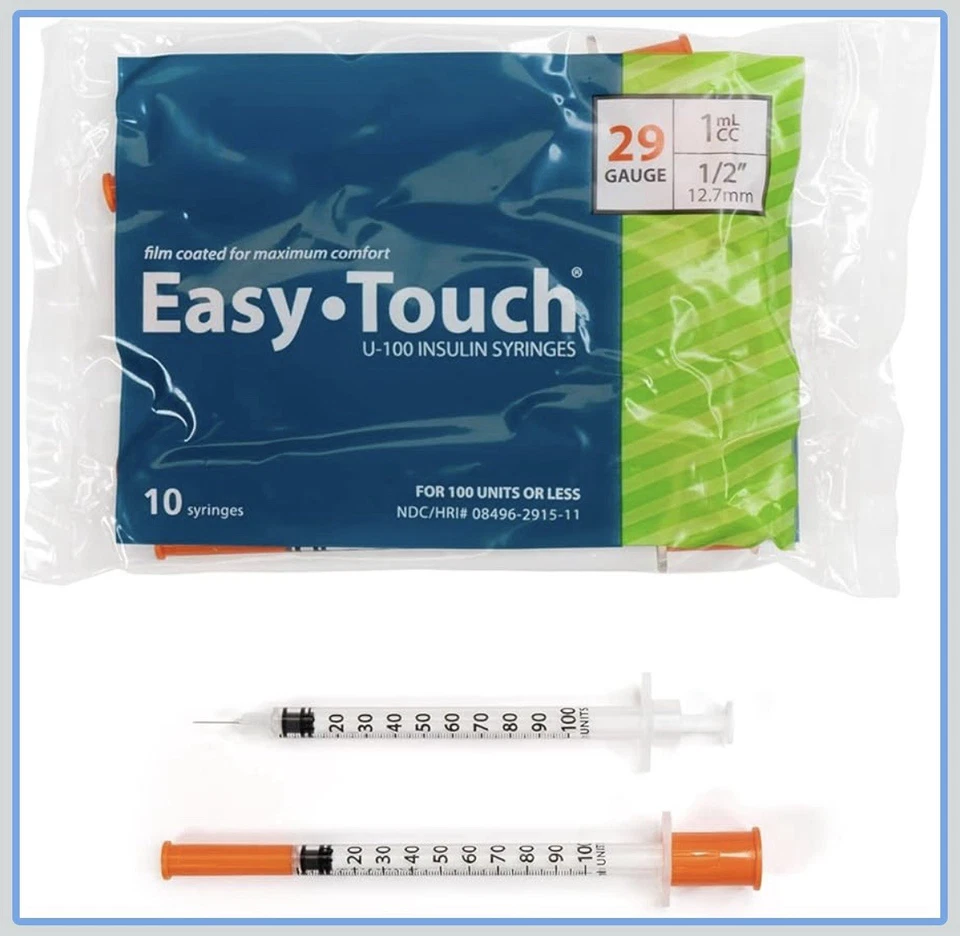 Easy Touch 29G [1/2" Tip] 1ML/CC Syringes - New [Bag Of 10] Discrete Shipping￼