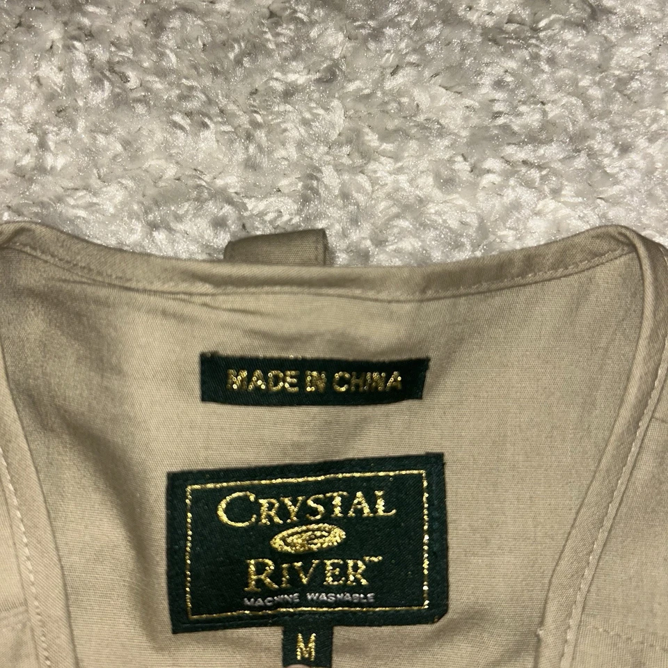 CRYSTAL RIVER FISHING VEST KHAKI CANVAS Men’s Size Medium GUC-c - Image 3 of 4