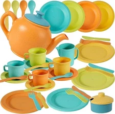 Kids Kitchen Accessories and Tea Set for Kids, Toddler Play Kitchen Toy Dish ...