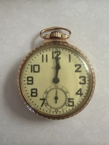Vintage Elgin Pocket Watch Gold Filled 20 Year Case Open Face Antique AS-IS