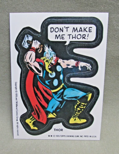 1976 THOR STICKER Topps vintage NM Marvel Super Heroes comic book hero card