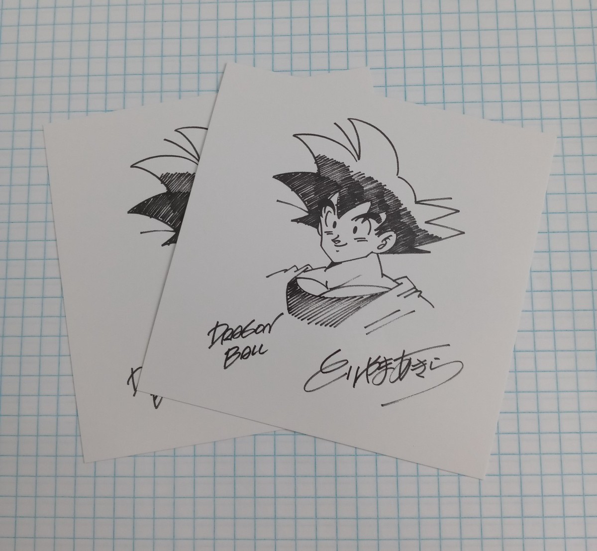 2X Akira Toriyama Signed Autograph Dragon Ball Goku Sketch DBZ