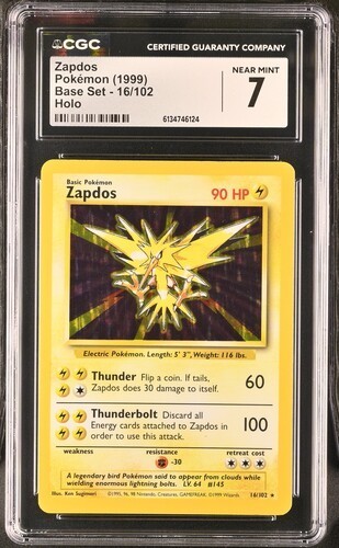 CGC 7 Zapdos 16/102 Base Set Unlimited Near Mint Pokemon Card