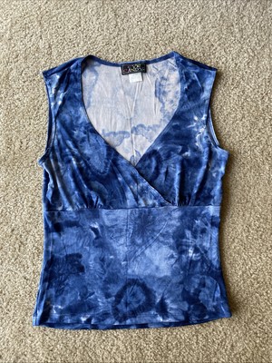Y2K Vintage Eye Candy Blue Tye Dye Tank Blouse Sz L | eBay