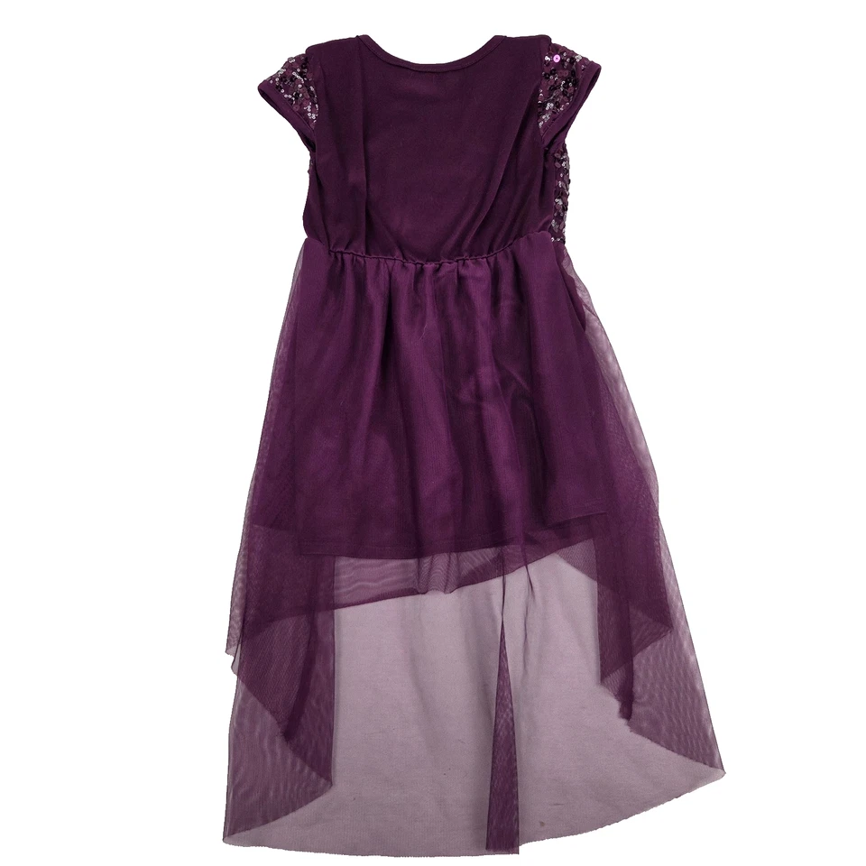 Vestido George Niñas Lentejuelas Manga Corta Capa Transparente Púrpura Talla XS Foto 3 de 4