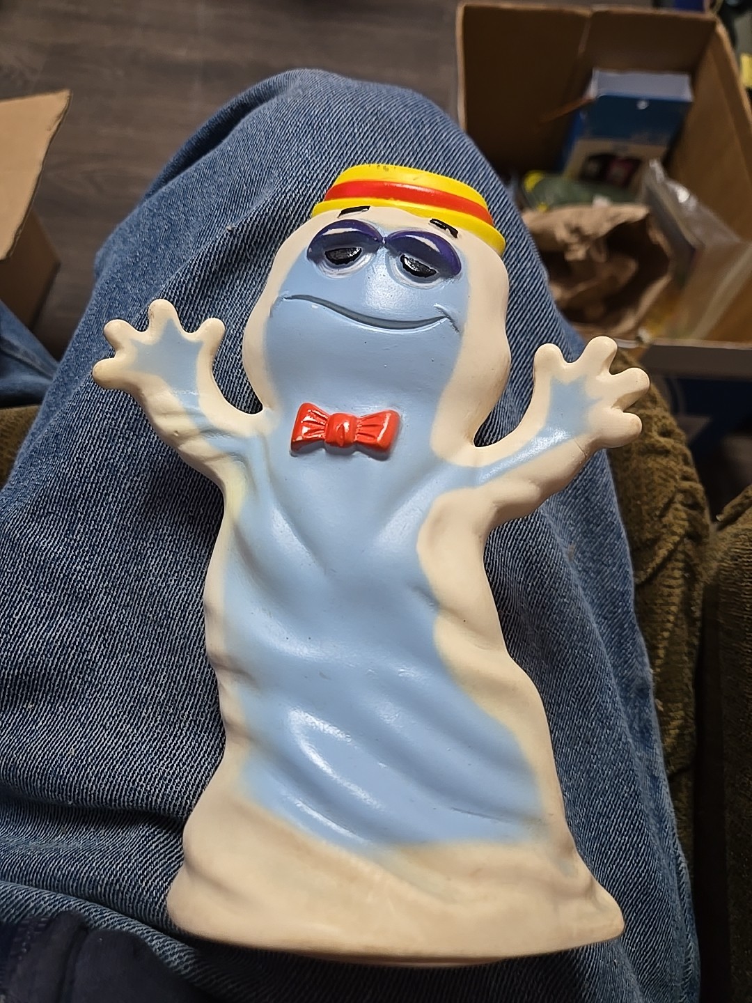 Vintage 1970s General Mills Product People Boo Berry Vinyl Figure Toy Squeaky