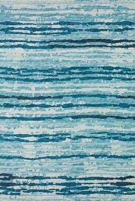 Dalyn Blue Contemporary Machine Made Bars Lines Banded Area Rug Striped BR4
