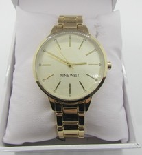 NEW Nine West Gold Tone Crystal Detail Women's Wrist Watch