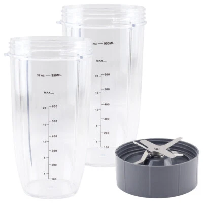 FELJI 2 Pack 32 oz Cup and Extractor Blade for NutriBullet NB-101B NB-101S NB-201