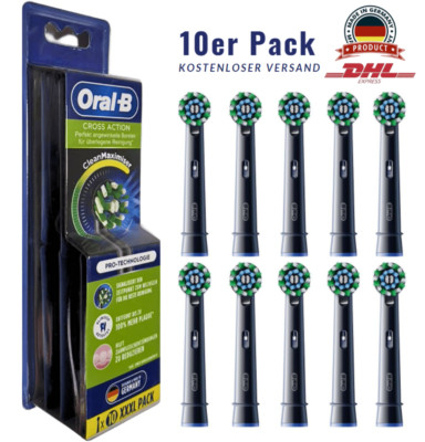 10x Oral-B CrossAction Aufsteckbürsten CleanMaximiser Zahnbürstenaufsatz schwarz