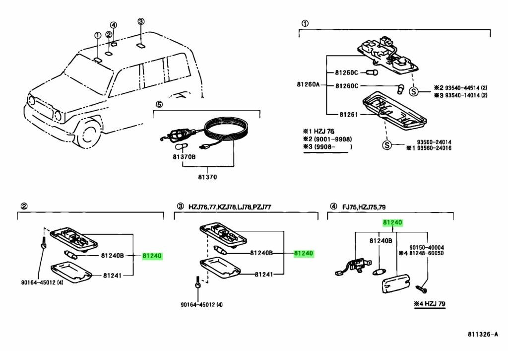 Toyota Genuine Land Cruiser 60/70 Series Interior Light Lamp Assy