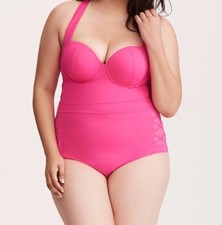 Torrid Lattice Sides One Piece Swimsuit Pink 0X Large 12 93475