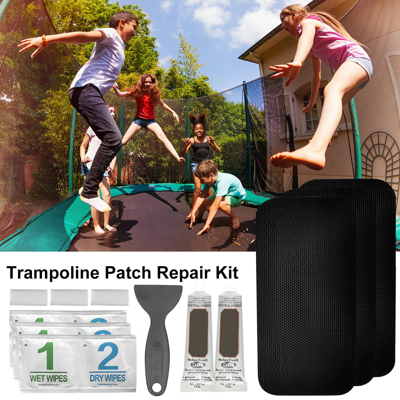12PCS Trampoline Mat Repair Kit Portable Patch Kit For Trampoline