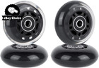 64mm Inline Skate Wheels 82A ABEC-9 Bearings 4 Pack Black Rollerblade