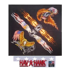 Hav-A-Hank POW MIA USA EAGLE SKULL Flames BANDANA Head Face Neck Wrap Mask Cap