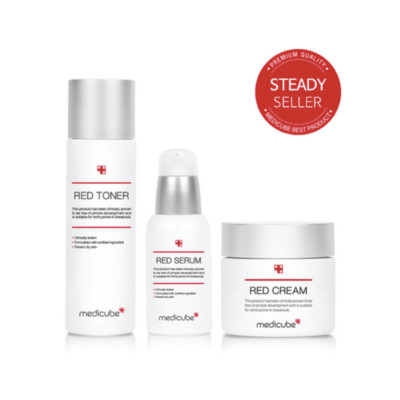 MEDICUBE Red Line Toner & Serum & Cream Triple Set for Acne Sensitive Skin Korea