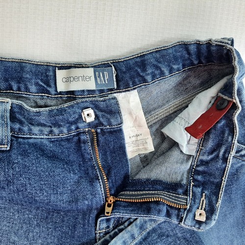Y2K GAP Boy's Jeans Carpenter Husky Size 8 Ins 23 Blue Adjustable Cotton Logo - Picture 9 of 15