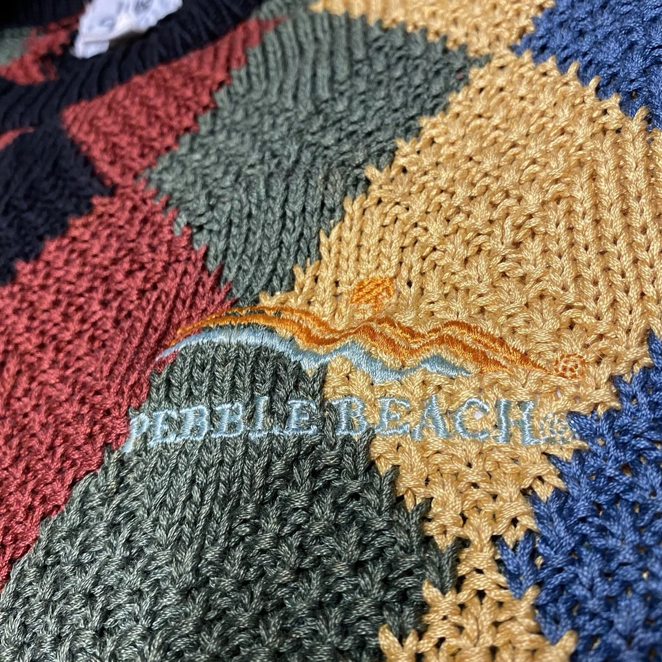 Suéter de Golf Tejido Diamante Algodón Pebble Beach De Colección Talla XL MUY RARO Años 80/90 Foto 2 de 4
