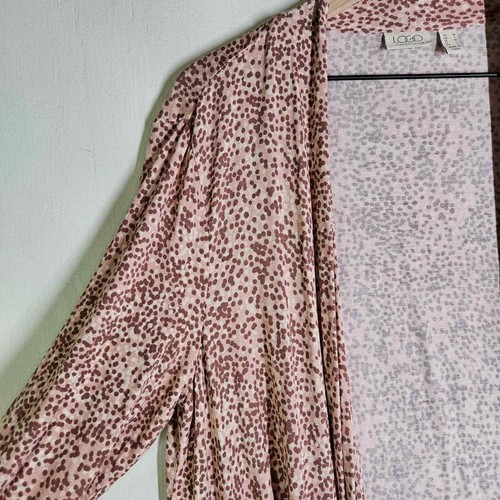 Logo Lori Goldstein Jersey Frente Abierto Cardi Top Volantes M Rosa Floral - Imagen 2 de 7