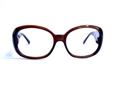 VTG CHANEL Brown Clear Oval Glasses Wide Temples Italy 5113 C.538/73 56 16 130