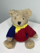 Hugfun Brown Teddy Bear Plush Stuffed Animal toy red and blue sweater Jointed