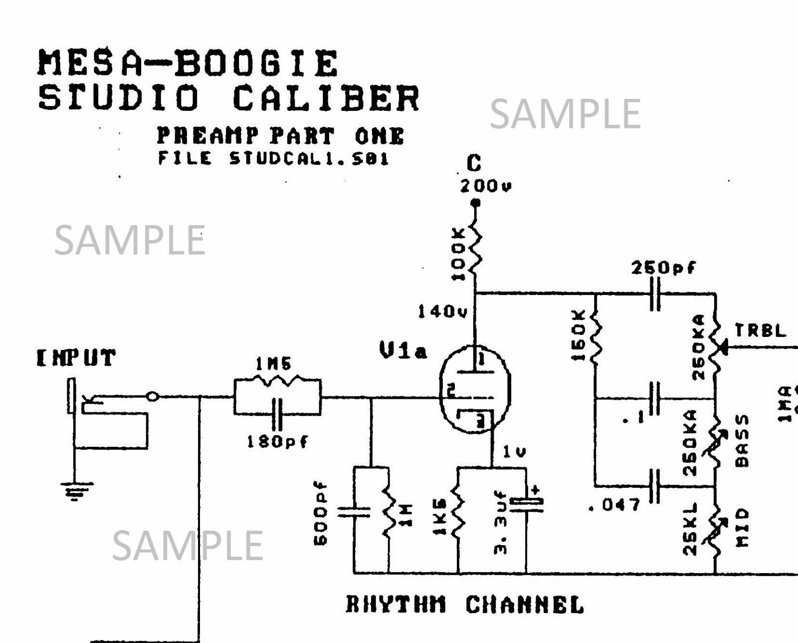 Mesa Boogie Studio Caliber DC2 Tube Amplifier Electronic Circuit Diagram Schemat