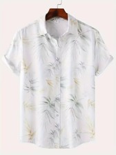 Camisa hawaiana informale con estampado floreale y botoni bianchi