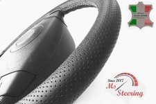 FOR HONDA DEL SOL 93-97 BLACK PERF LEATHER STEERING WHEEL COVER LIGHT GREY STIT
