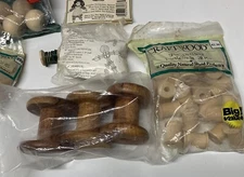 Vintage Wooden Thread Doll Spools Bobbins Lg Lot Various Sizes Uses Crafts Wood