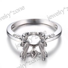 Sterling Silver 10x10mm Cushion Full Cut 0.2ct Diamonds Semi Mount Wedding Ring