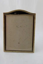 Vintage Art Deco Arched Reverse Painted Glass Brass Picture Frame 7X9" Black