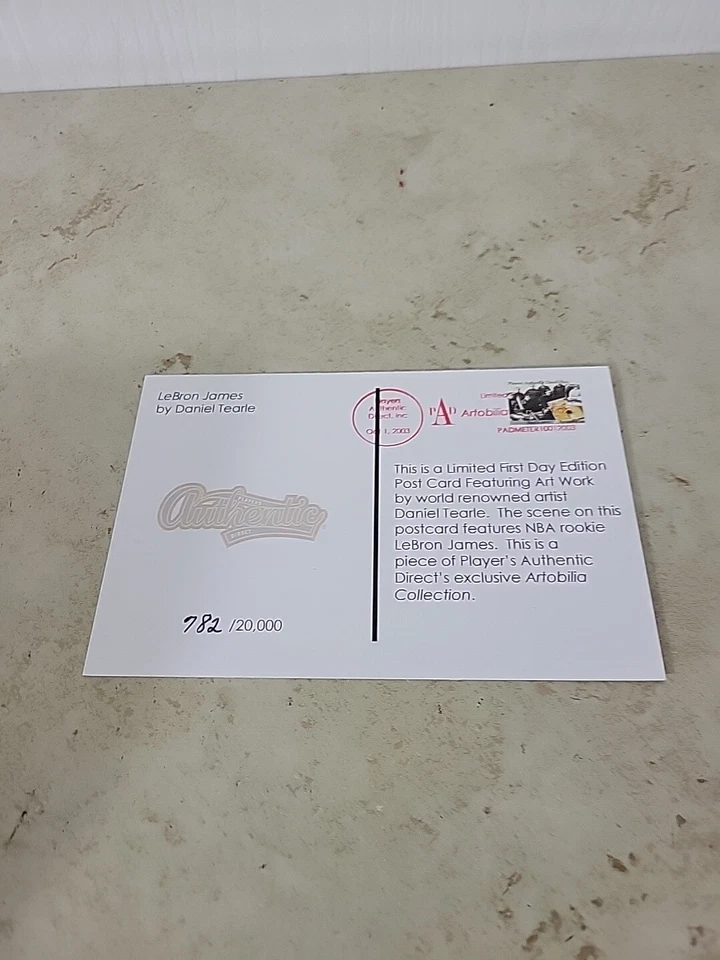 Postal Lebron James por Daniel Tearle Players Auténtica Directa 782/20000 NBA Foto 2 de 3