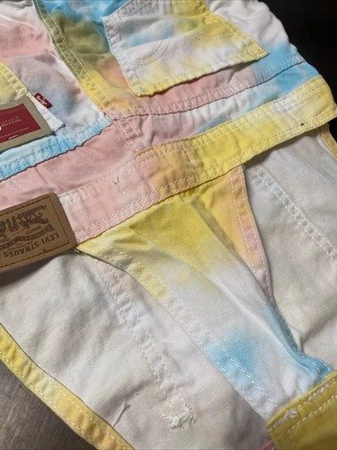 Levi's Girls' Jean Shortalls Sunny Demin Colofull Tie-Dye Short-Overall Size 10 - Picture 7 of 9