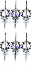 Stag Head Kilt Pin SILVER Finish Scottish Accessory Sporran Fly Plaid 6 Pcs