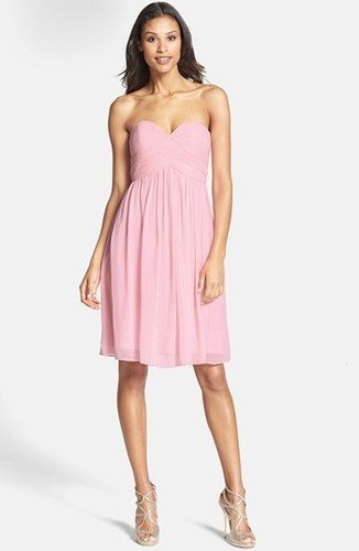 Donna Morgan BLUSH PINK Women's Silk Bridesmaid Prom Strapless Dress, US 6