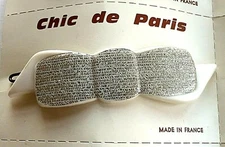 Vintage Hair Barrettes - Chic de Paris Silver & White Bow Barrette - France