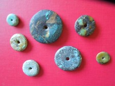 J5784  ANTIQUE  Turquoise  CARVED  PRAYER BEADS    7  X  SEE DESCRIPTION