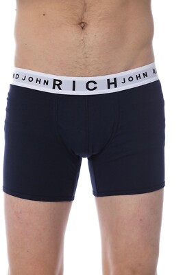 RICH JOHN RICHMOND Underwear Blue Cotton Stretch Brand Boxer Brief 2-Pack US XL
