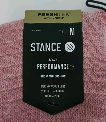 NEW Girl's x1 Stance Kid Performance Snow Mid Sock Sz.YOUTH 11 - 2 M Merino Wool - Picture 2 of 7