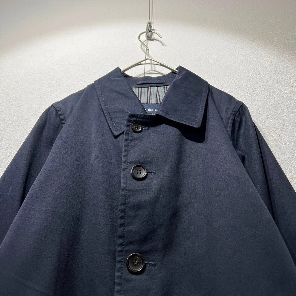 Abrigo dosel a rayas de alta calidad COMME des GARCONS HOMME azul marino Foto 3 de 4
