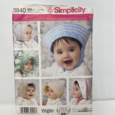 Simplicity 3840 Baby Bonnets Size A All Sizes