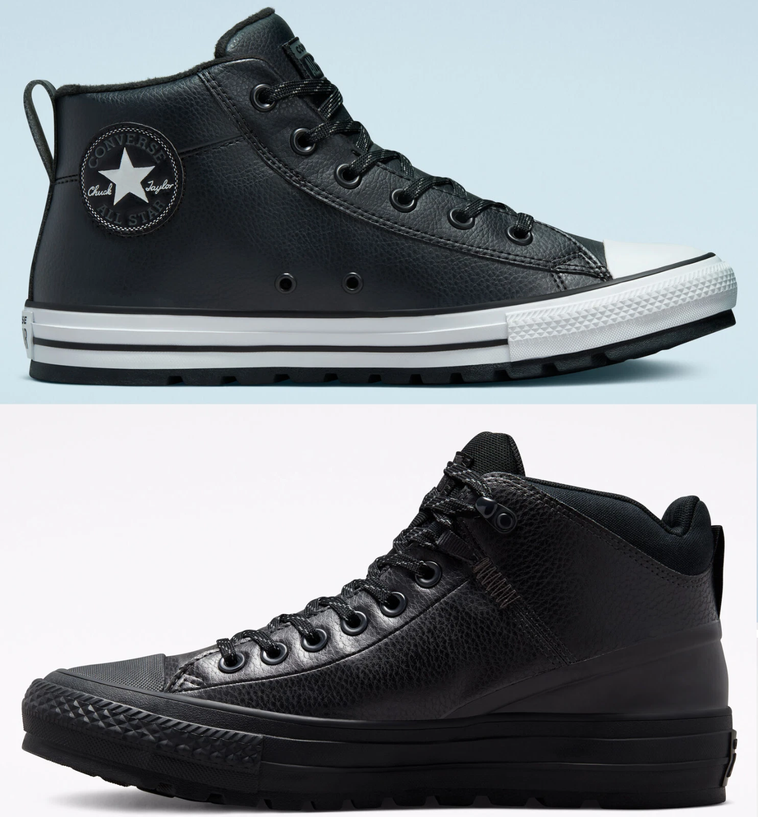 Stivali da strada Converse mid top in finta pelle neri bianchi 171445C A00719C