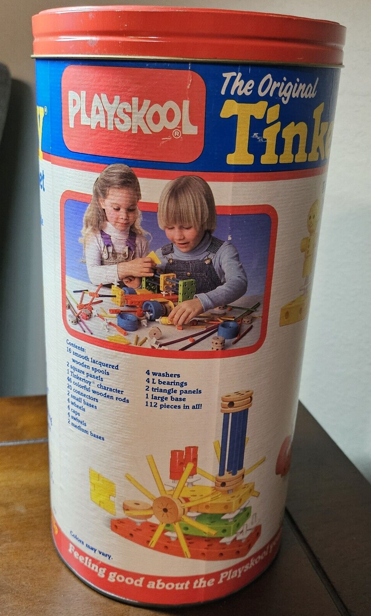 Tinkertoy Vintage 1986 Playskool Original Canister Big Builder