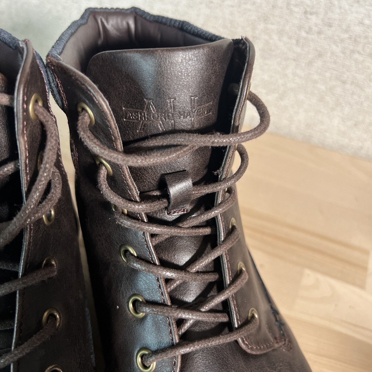 Ashford Hayes Mens Faux Leather Boot Size 12M Lace Up | eBay