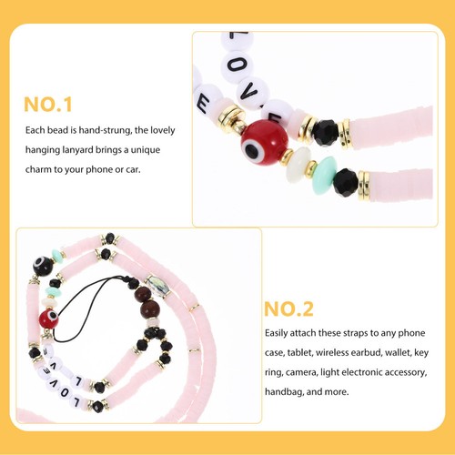 3 PCS Telefon Charme Halter Schlichte Handykette Im Ethno-Stil Mit Augenperlen - Photo 2/12